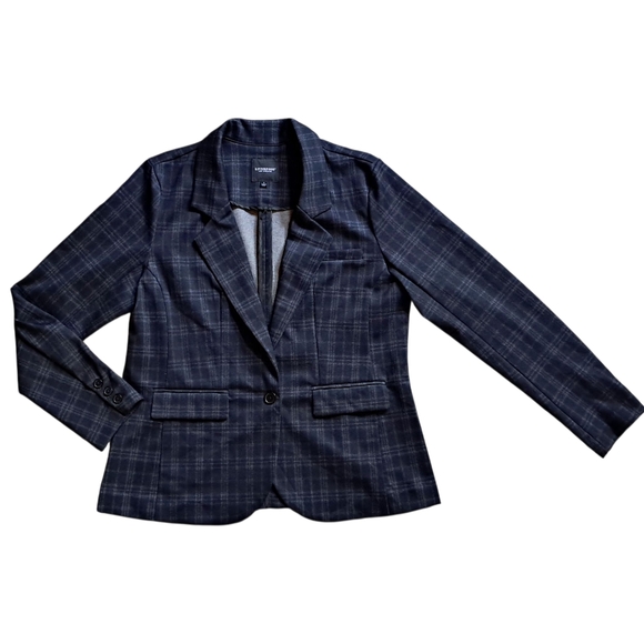 Liverpool Jackets & Blazers - Liverpool Dark Blue Plaid Blazer